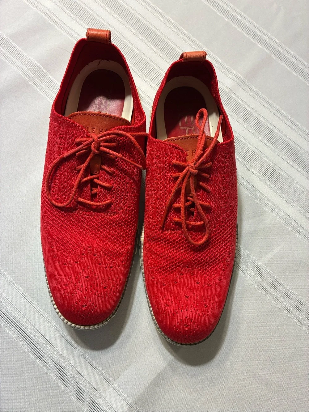 Cole Haan Men's Red Knit Oxford Lace-Up Shoes